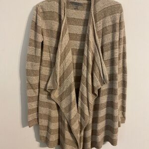 Barefoot Dreams BAMBOO CHIC LITE Tan and Cream Striped Cardigan S/M
